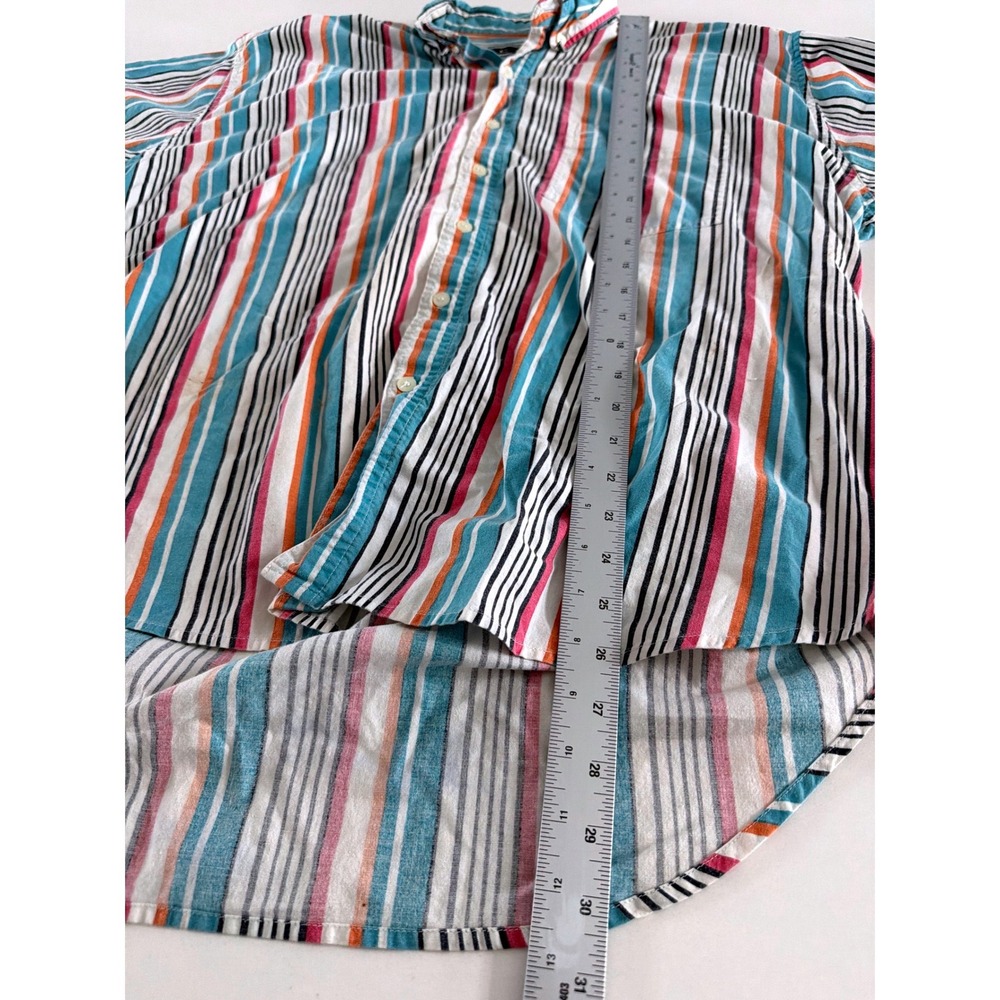 Vintage 1990s Pache Mens Large Multicolor Striped Short Sleeve Button Down Shirt - Picture 5 of 6